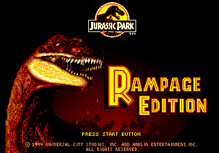 Jurassic Park - Rampage Edition (USA, Europe) Title Screen